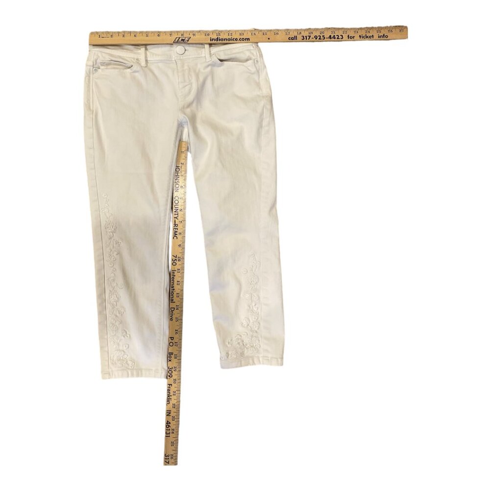 J. Jill Authentic Fit Cropped White Floral Embroidered Denim Jeans Women's Sz 2P - Picture 10 of 10